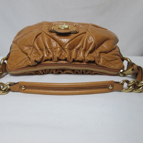 Marc Jacobs Camila camel Leather quilted patchwork shoulder bag purse Italy zip - Picture 10 of 14